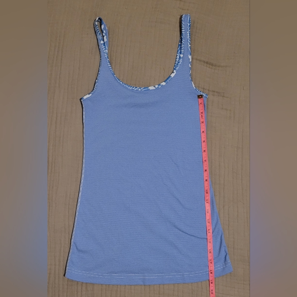 Lululemon Beachy Floral Blue Wee Stripe Long Stretch Daily Tank - Picture 4 of 5
